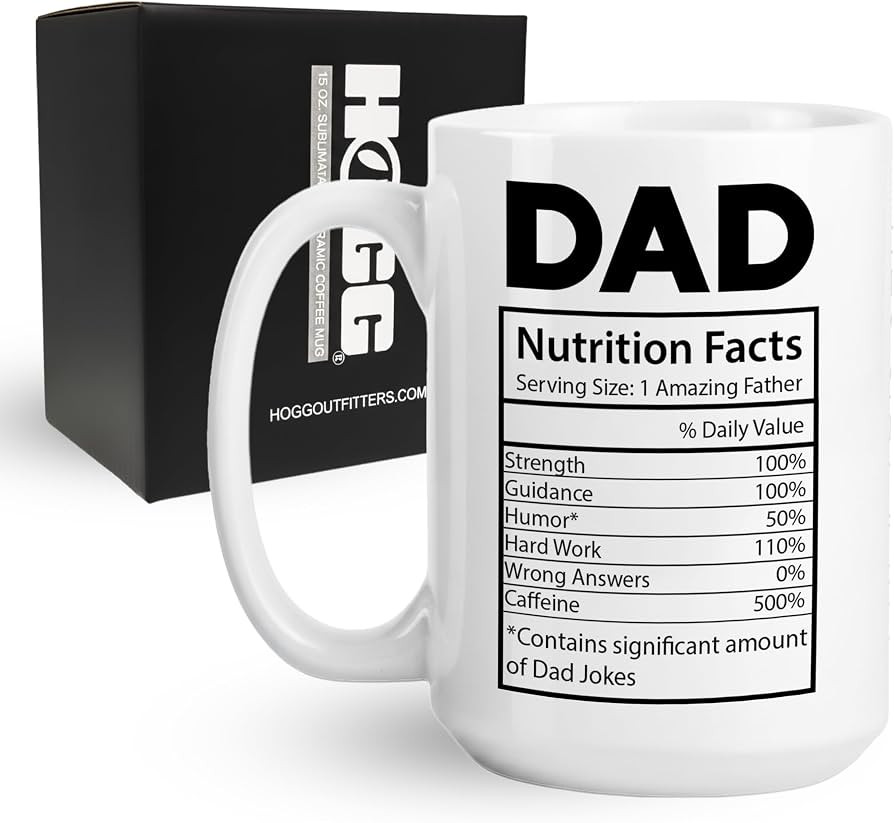 Hogg Dad Nutrition Facts Mug, 15 oz Ceramic Papa Coffee Cup, Father's Day Mug, Dad Joke Coffee Cu... | Amazon (US)