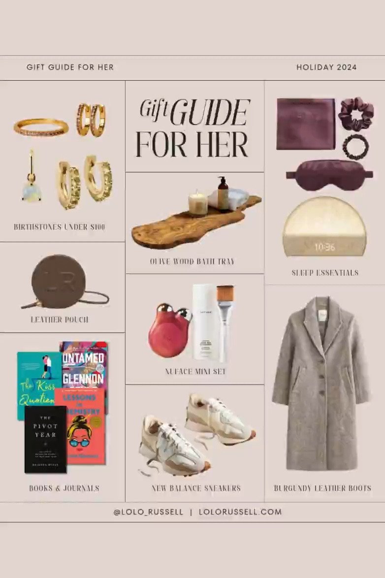 Holiday gift ideas for her. Includes birthstone jewelry under $100, personalized leather goods, books for self improvement, empowerment and fun, plus other self care items and more  

#LTKGiftGuide #LTKFindsUnder100 #LTKHoliday