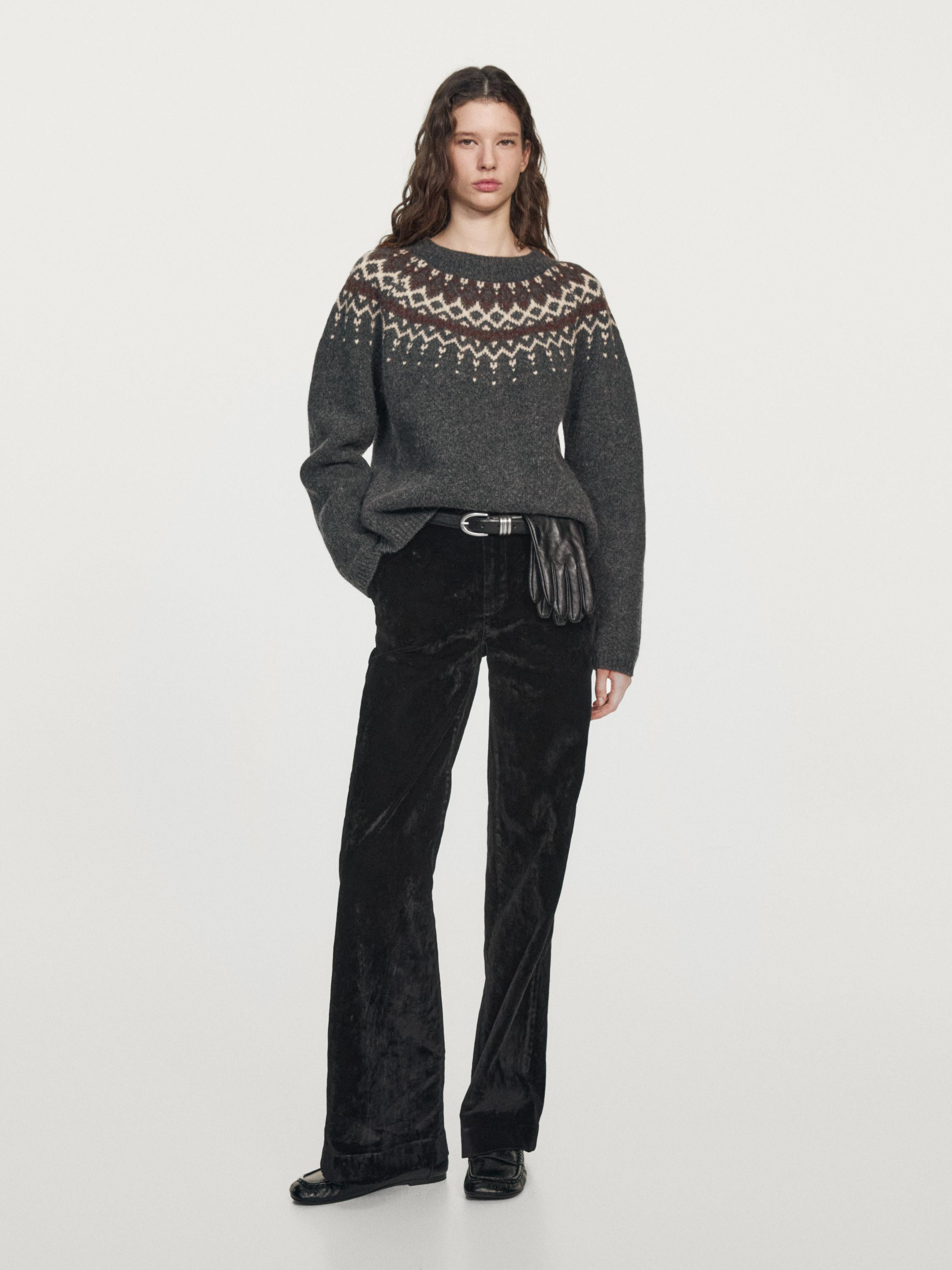 100% wool jacquard knit sweater | Massimo Dutti UK