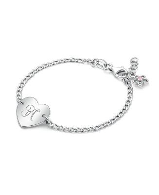 Children's Sterling Silver Lovely Heart ID Bracelet & Engraved Initial Girls' 6" Bracelet | Bloomingdale's (US)