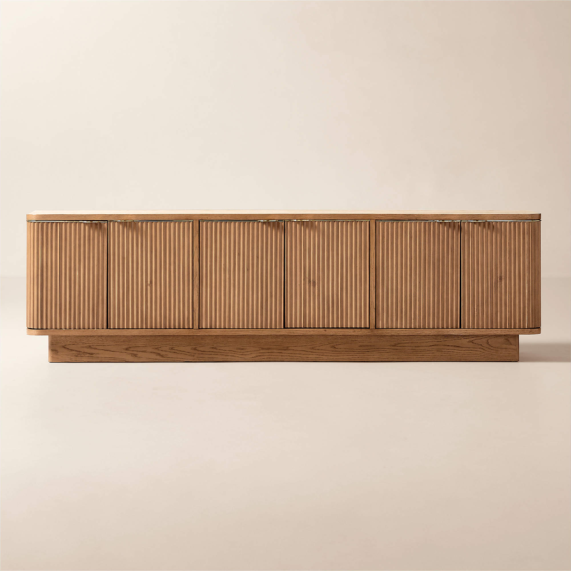 Davison 93" Fluted Warm Oak Media Console + Reviews | CB2 | CB2