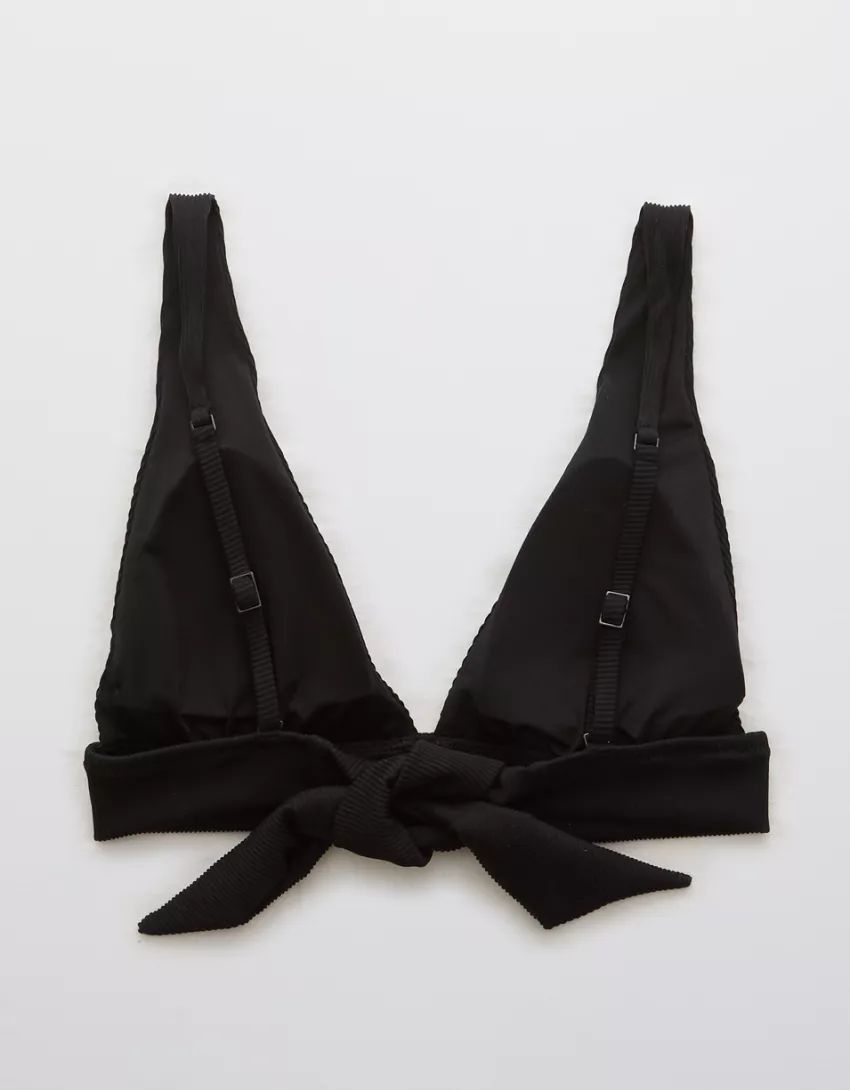 Aerie Ribbed Tie Longline Triangle Bikini Top | American Eagle Outfitters (US & CA)