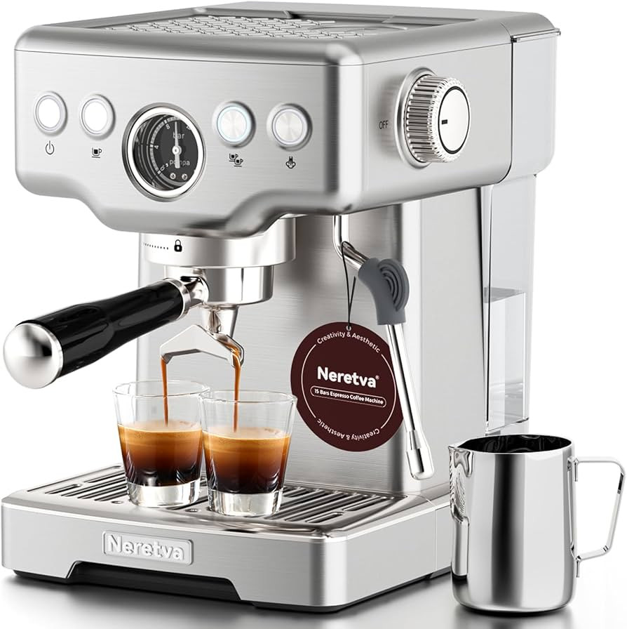 Neretva Espresso Machine 15 Bar, 2 in 1 Professional Coffee and Espresso Maker Combo 1450W Stainl... | Amazon (US)