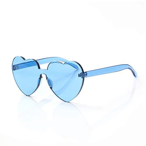OLINOWL Heart Oversized Rimless Sunglasses One Piece Heart Shape Eyewear Colored Sunglasses for W... | Walmart (US)