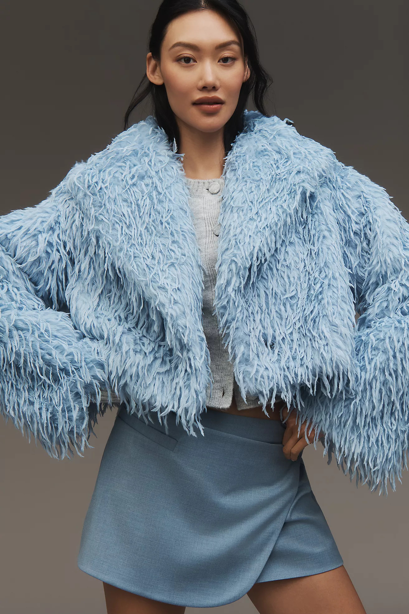 By Anthropologie Faux-Feather Fuzzy Crop Jacket | Anthropologie (US)