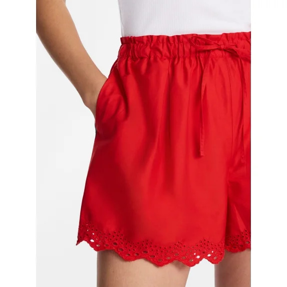 Time and Tru Women's Eyelet Trim Shorts, Sizes XS-XXXL | Walmart (US)