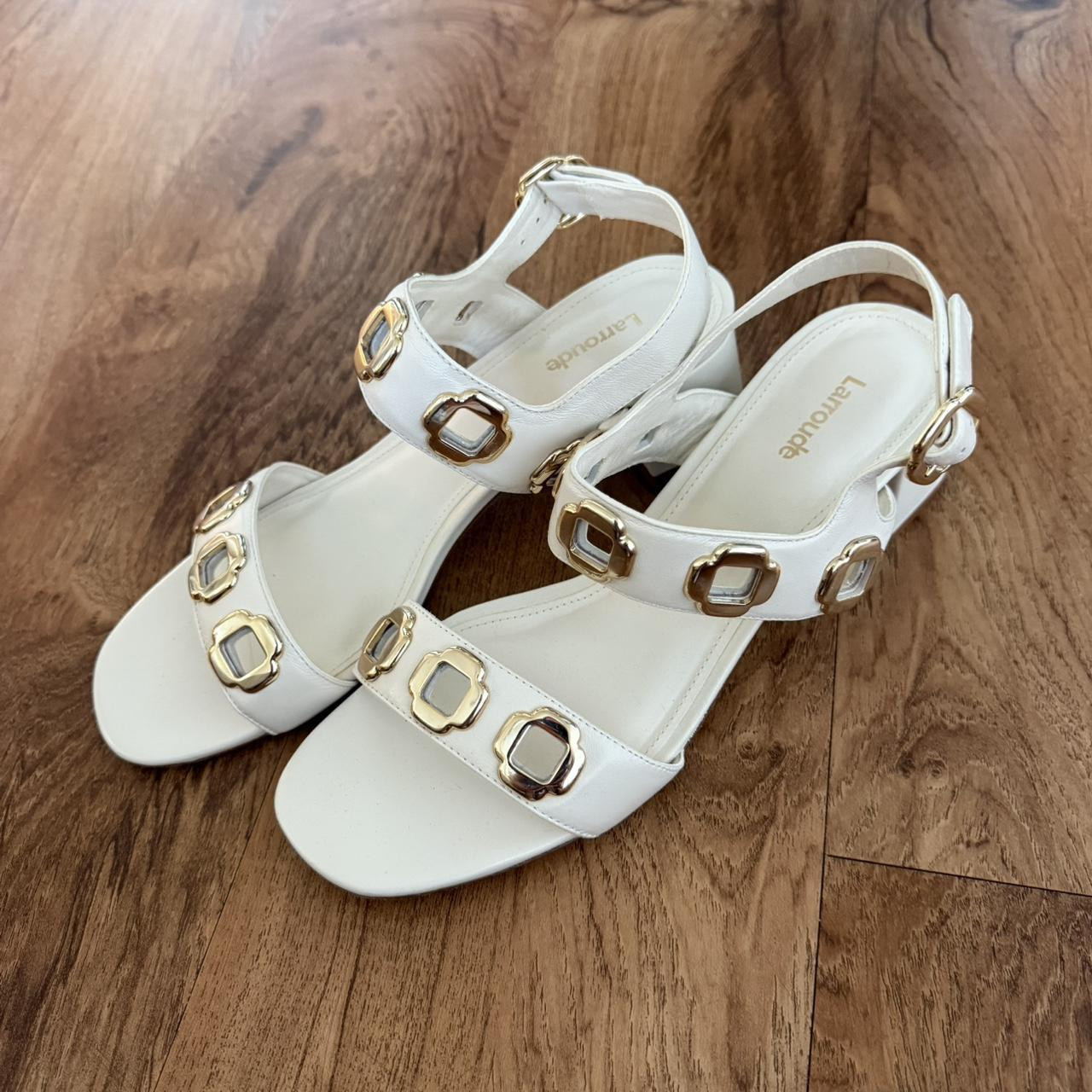Larroudé Women's Sandals - White/Cream | Depop US