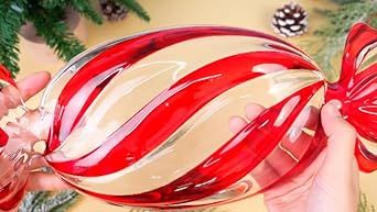 Uiifan 2 Pcs Christmas Peppermint Candy Tray Platter Christmas Crystal Glass Fruit Plates Serving... | Amazon (US)