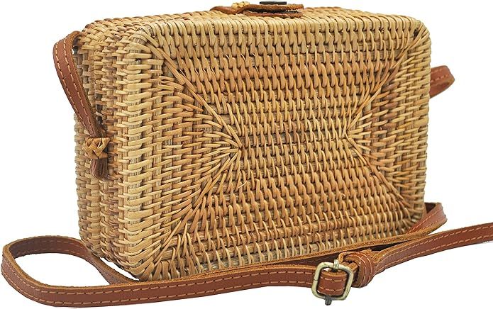 HAAN Women Handwoven Wicker Rattan Crossbody Rectangle Bag Boho Purse Wallet – US Small, Color ... | Amazon (US)