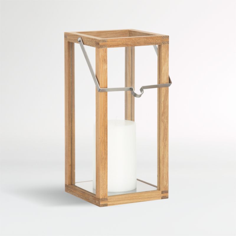 Milos Natural Teak Lantern 15" + Reviews | Crate & Barrel | Crate & Barrel