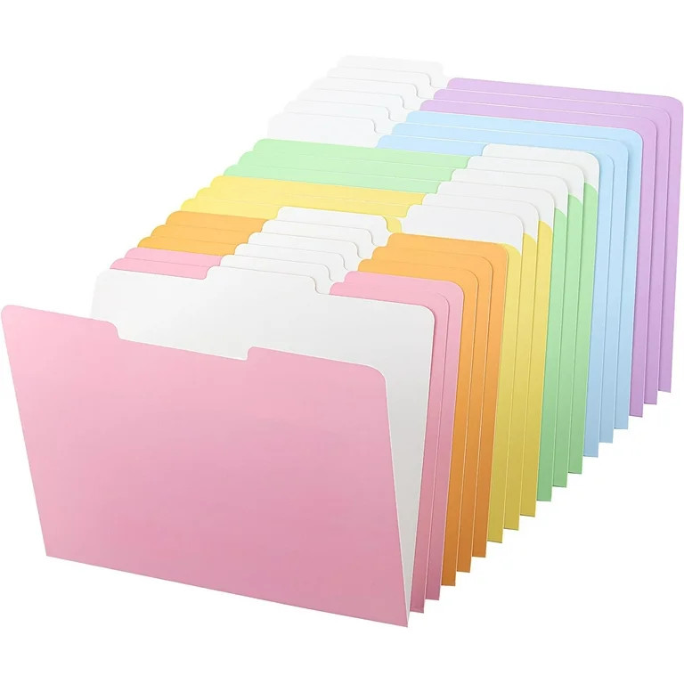 Mr. Pen- File Folders, 18 Pack, Pastel Colors, 1/3-Cut Tab, File Folders Letter Size | Walmart (US)