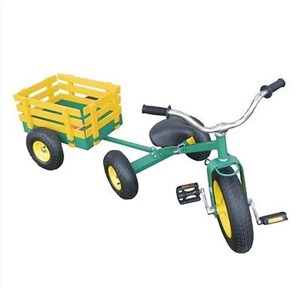 Classic Tricycle with Wagon Set Pull Along Trike Toy Outdoors Kids Exercise All Terrain Cart Gree... | Walmart (US)