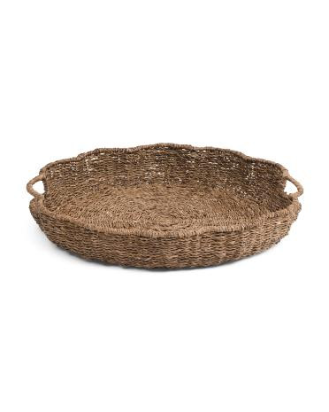 large round bankuan rope scalloped rim tray | TJ Maxx