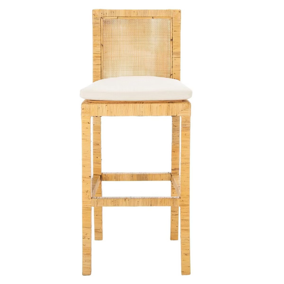 Tojo Cane Bar Stool W/ Cushion - White/Natural - Safavieh. | Target