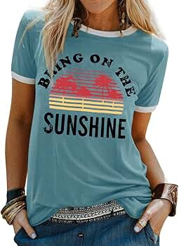 Nlife Bring On The Sunshine Graphic Long Sleeves Tees Blouses for Women Tops Sweaters for Women | Amazon (US)