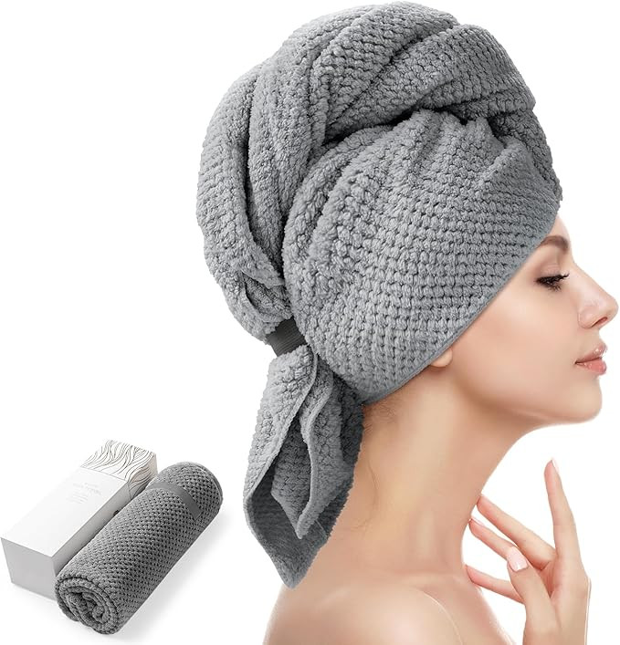 YFONG Large Hair Towel Wrap for Women, Super Absorbent Microfiber Hair Towel for Curly Hair, Fast... | Amazon (US)