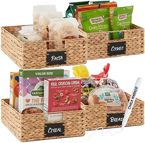Best Choice Products Set of 4 16x12in Large Water Hyacinth Pantry Baskets, Woven Kitchen Organize... | Amazon (US)