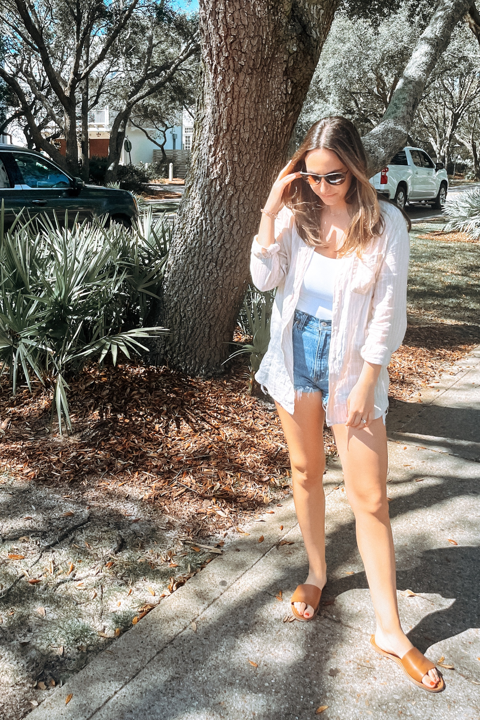 #LTKSpringSale ! This beach outfit is perfect for spring break or a casual summer outfit! I wore it to brunch then walked around town and it was perfect! All sizes are listed below! 
**Sale starts on 3/8 so save this post for quick access to what you like to ensure you get it! 
Top: small // Onesie: small // Shorts: 27 // Sandals: 8

#LTKsalealert #LTKSpringSale #LTKshoecrush