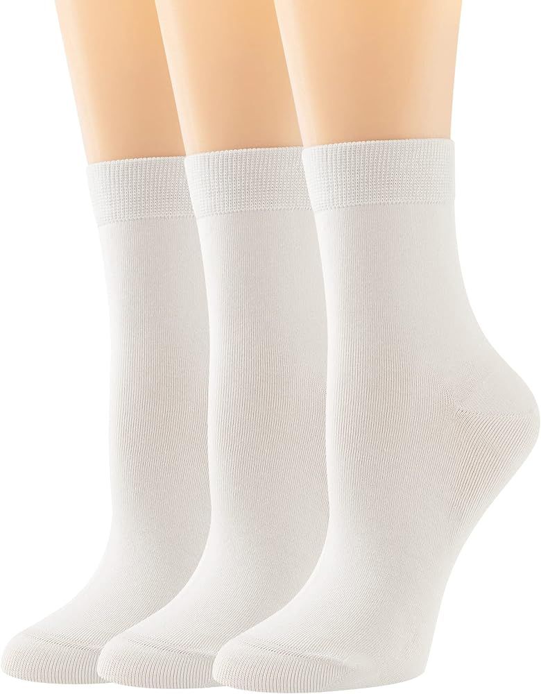 SEMOHOLLI Women's Soft Cotton Dress Socks - Thin Crew Socks for Business Casual Attire, Comfortab... | Amazon (US)