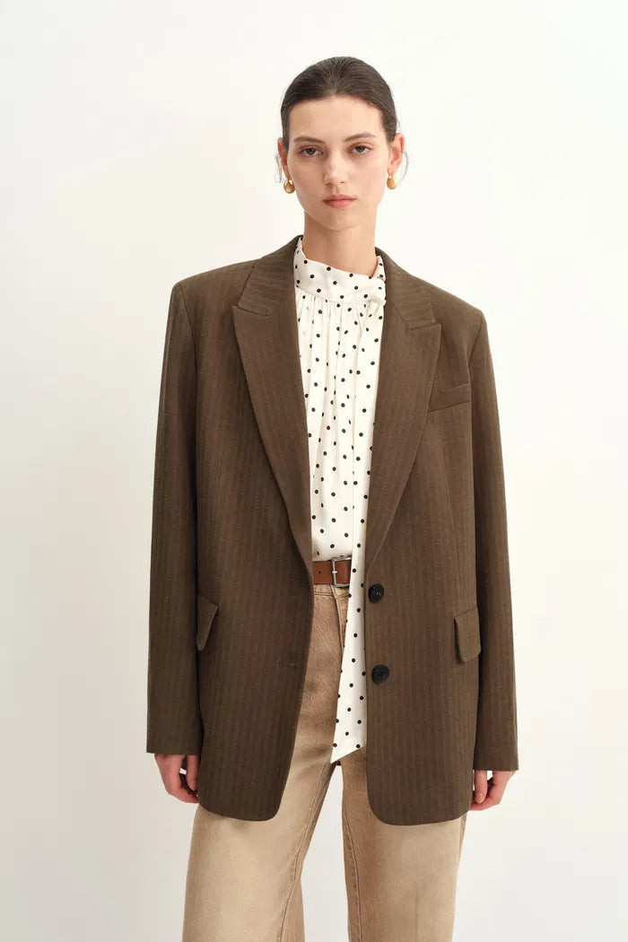 Fanny Five Button Suit Blazer in Cotton Herringbone | Fabrique