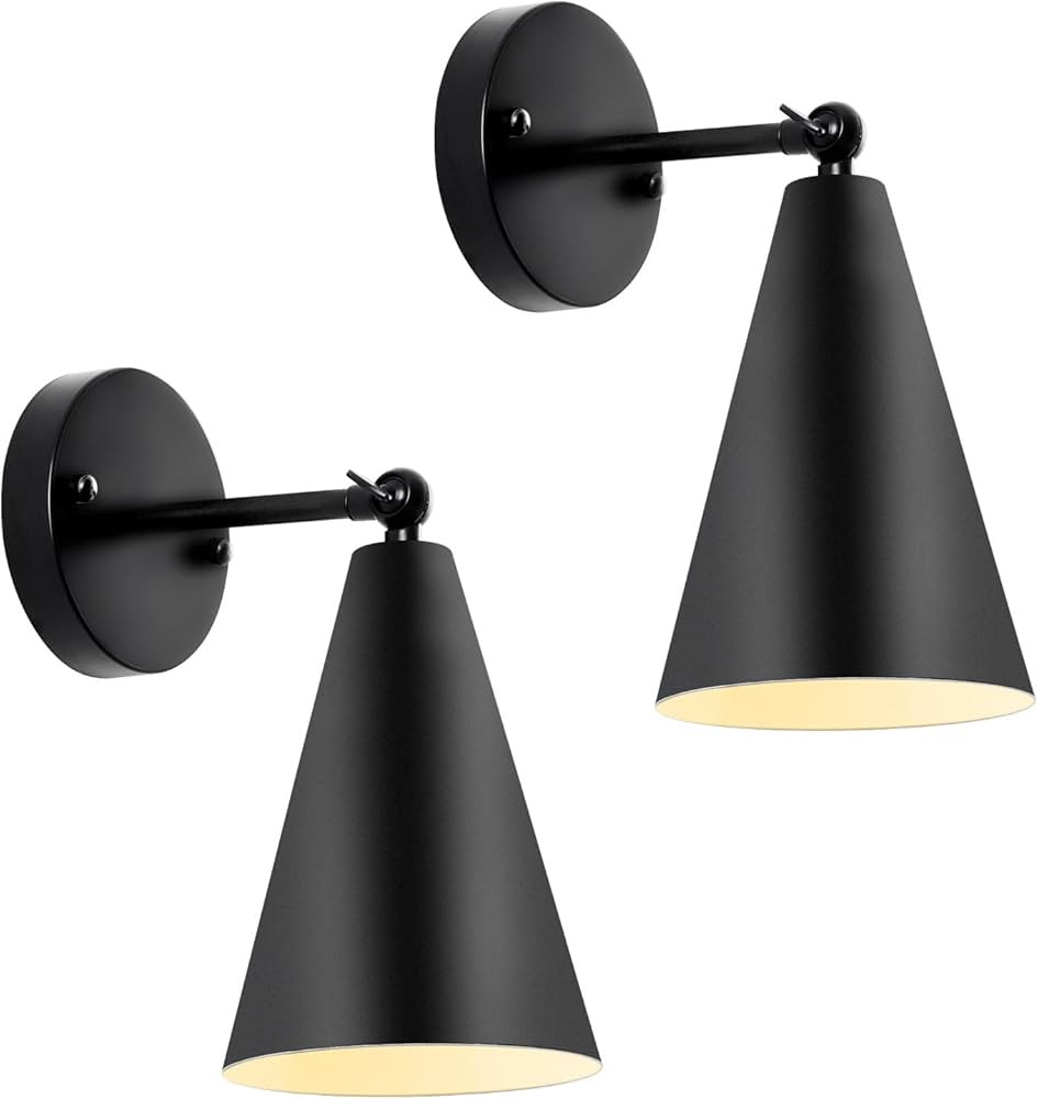 Vintage Wall Sconces, 2 Pack Modern Black Wall Sconces Lighting, Wall Sconces Set of Two, 240 Deg... | Amazon (US)