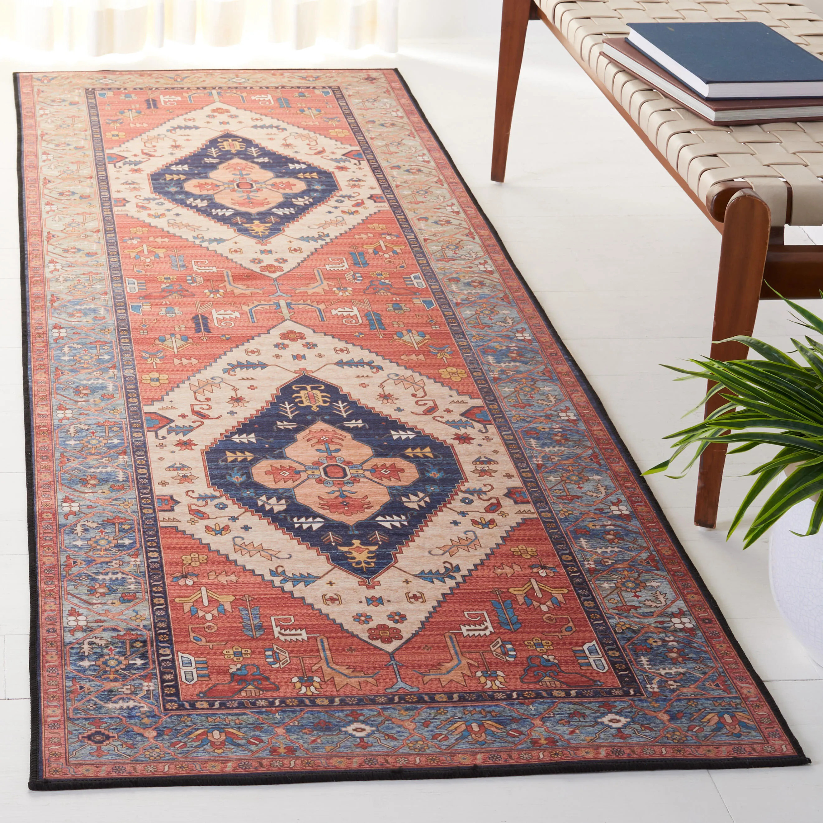 Safavieh Tucson 2' 6" x 12' Runner Rug, Rust/Blue | Ashley