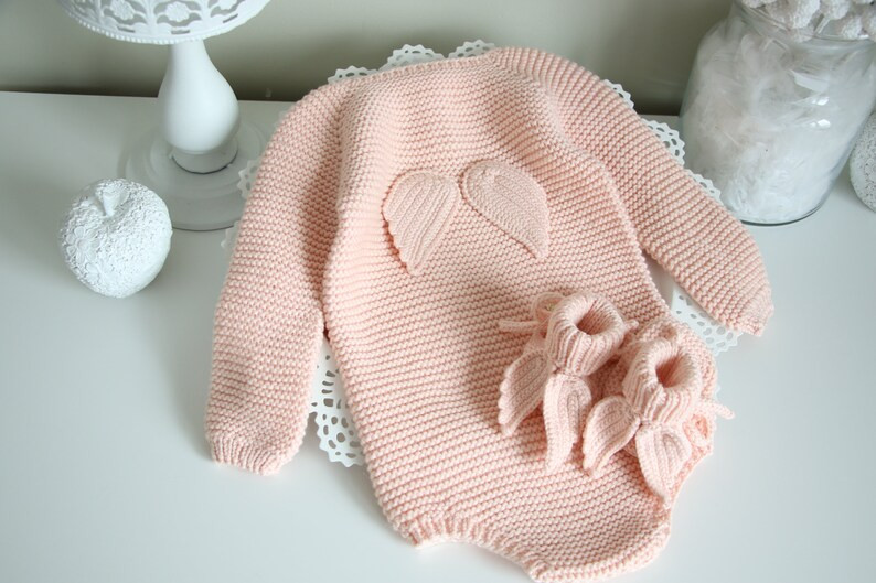 9-12 months - Set of 2  - Long sleeve romper and booties - Baby girl prop - Angel romper - Baby p... | Etsy (US)