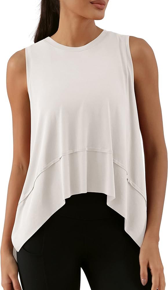 ODODOS Modal Soft Sleeveless Crop Top for Women Athletic Tee Gym Workout Cropped Yoga Tank | Amazon (US)