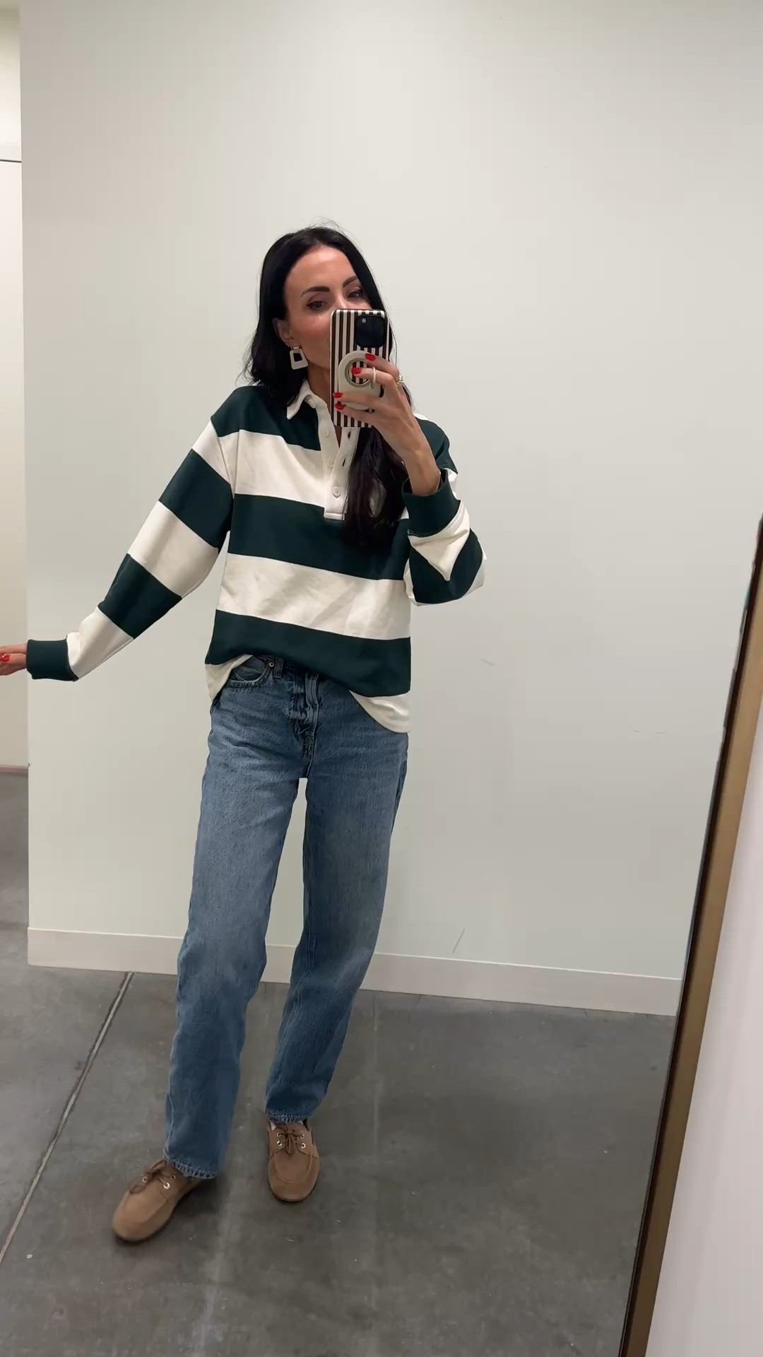 The perfect rugby top- love that this is off white instead of white. Linking the whole fit.