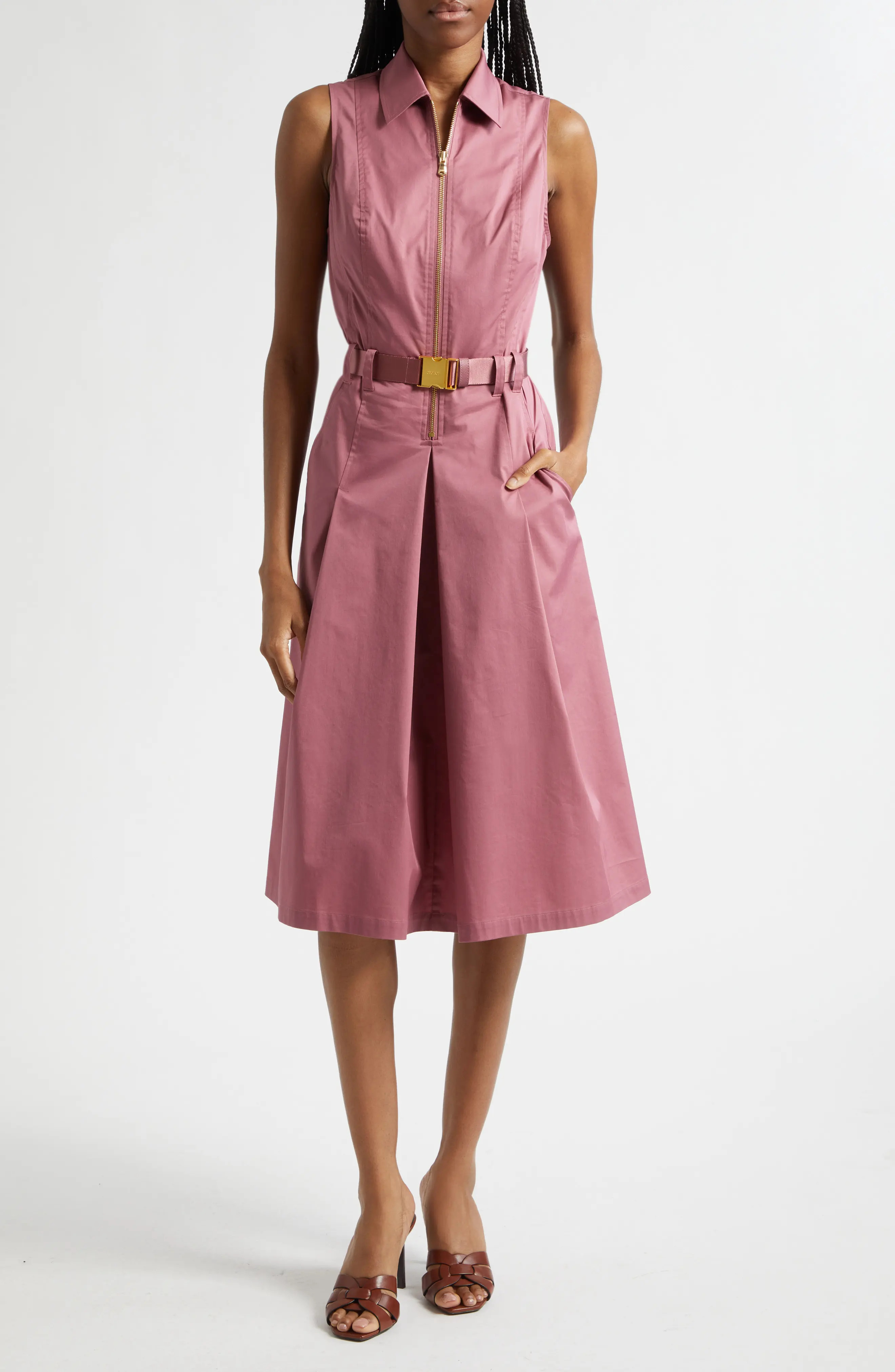 L'AGENCE Kylo Belted Cotton Blend Shirtdress in Dark Port at Nordstrom, Size 00 | Nordstrom