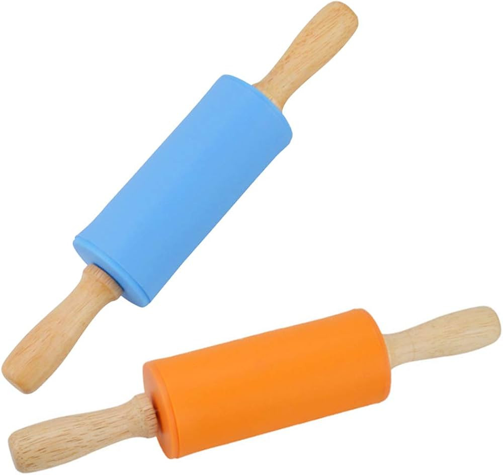 Koogel 9 Inch Mini Rolling Pin, 2 PCS Wooden Handle Rolling Pin for Kids Dough Rollers for Baking... | Amazon (US)