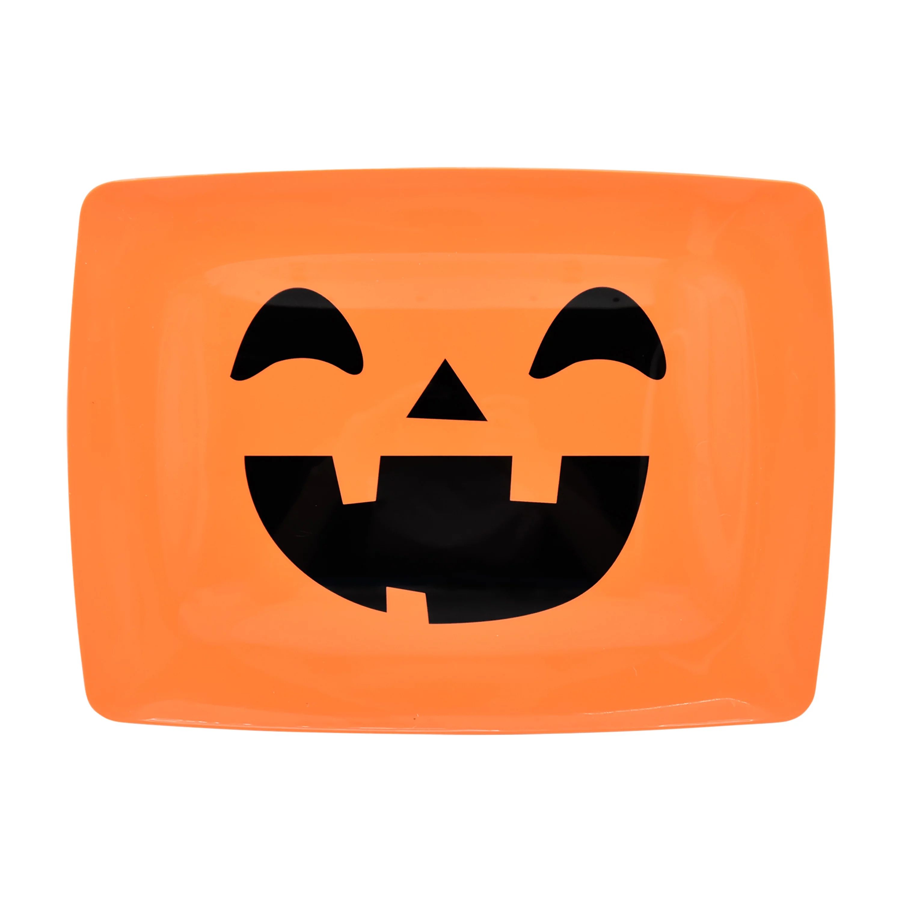 Halloween Orange Pumpkin Rectangular Tray, Plastic, 16 in x 12 in, Partyware, by Way to Celebrate | Walmart (US)