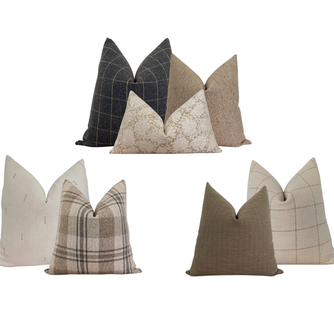 Brown Neutrals Sectional Pillow Set, Cover Only - Etsy | Etsy (US)