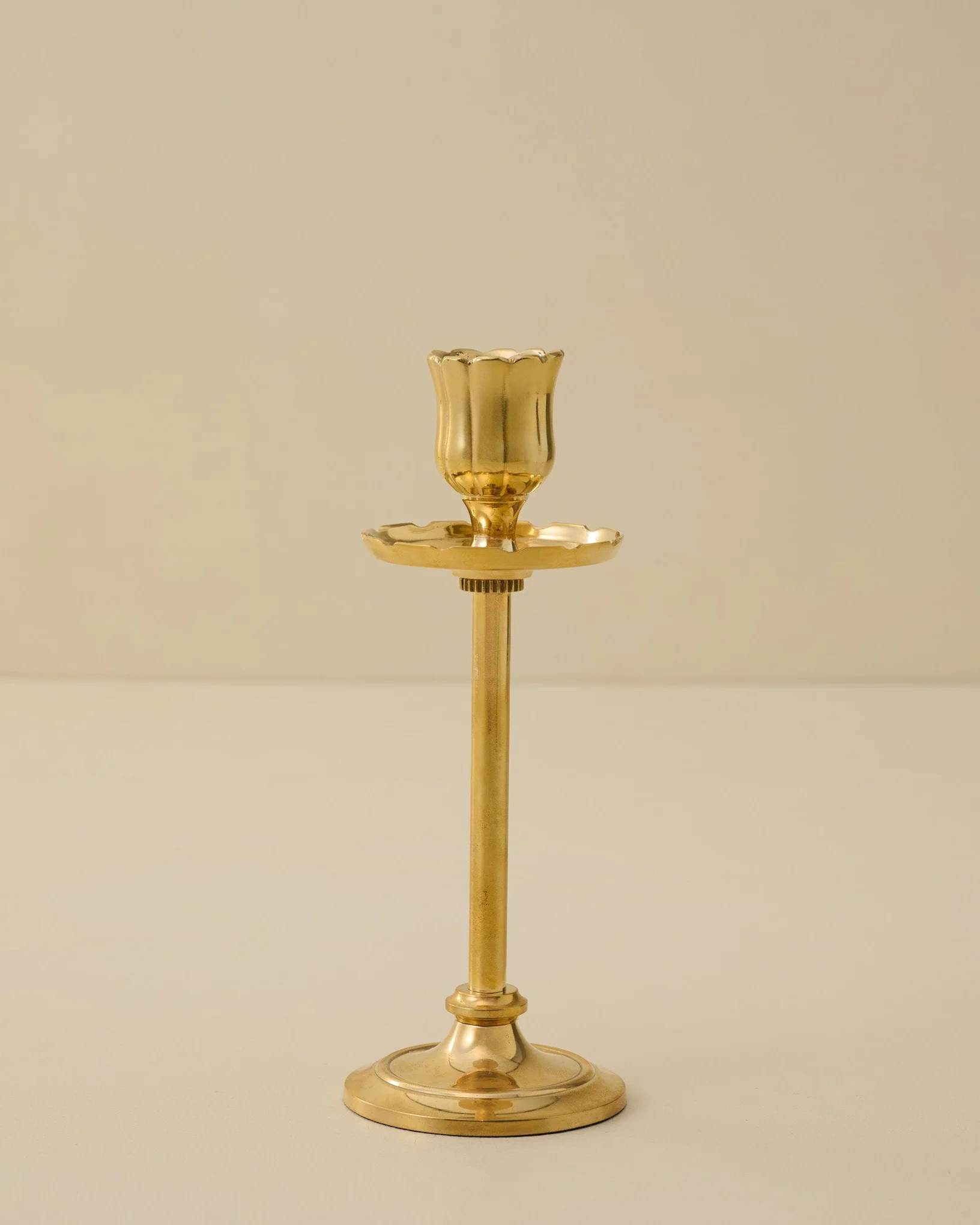 Solid Brass Floral Taper Holder | Magnolia