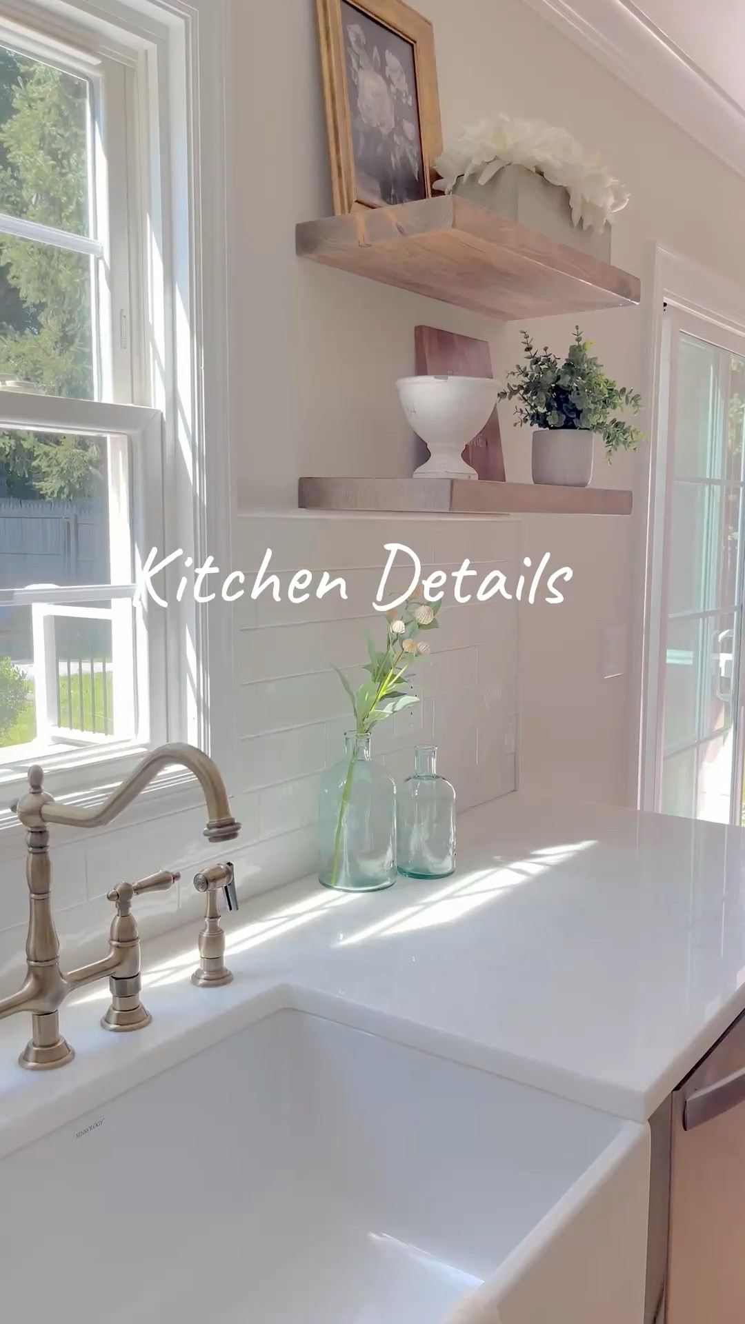 Floating wood shelves and antique brass fixtures combined with natural stone created a classic and timeless look in our Notth Shore Charmer kitchen!

Wayfair finds for the win!

@Wayfair #wayday

#LTKHome