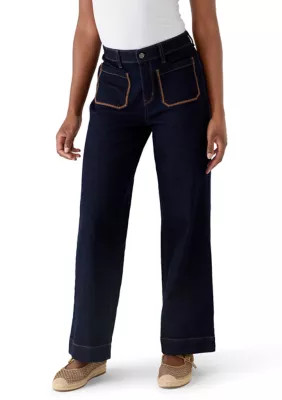 Petite Patch Pocket Wide Leg Pants | Belk