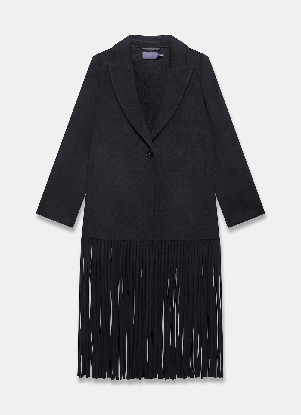 Black Wool Blend Fringed Maxi Coat | Mint Velvet