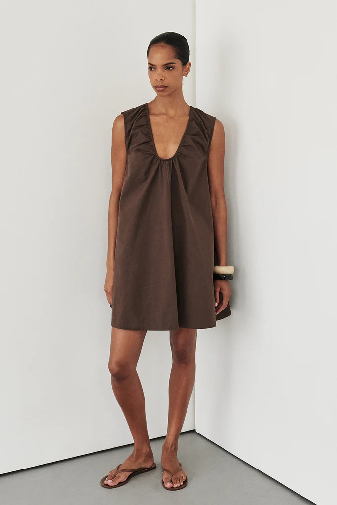 GABBY BITTER CHOC MINI DRESS | DISSH