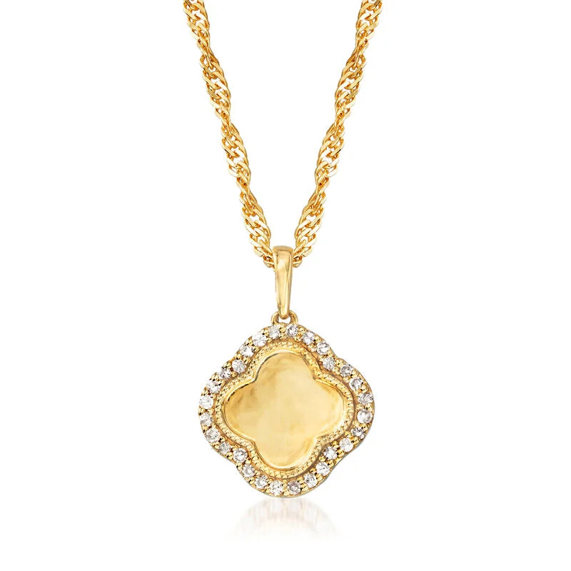 .15 ct. t.w. Diamond Clover Pendant Necklace in 18kt Gold Over Sterling | Ross-Simons