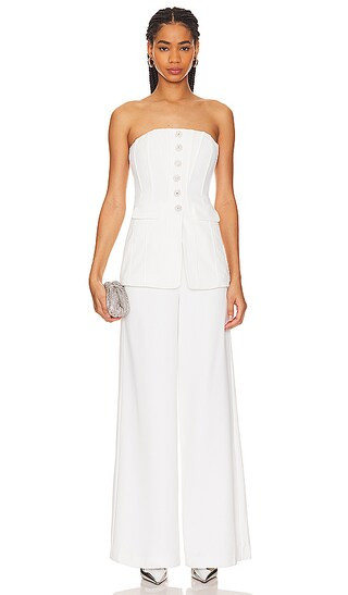 White Bandeau Crepe Jumpsuit in White | Revolve Clothing (Global)