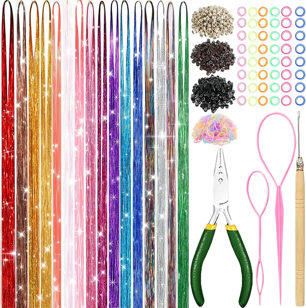 Sparkling Shiny Hair Tinsel, Highlights, With Tool | Amazon (US)