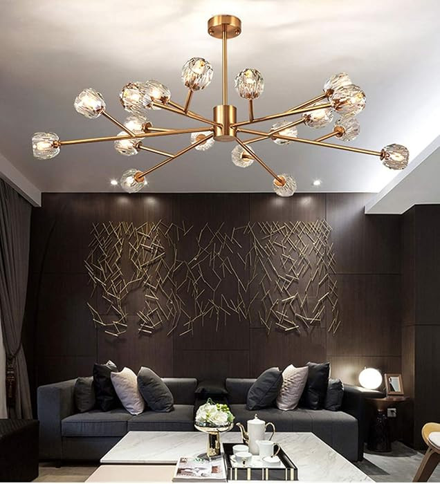 Modern Sputnik Chandelier 18-Light Crystal Pendant 43" LED Ceiling Light Pendant, Cut Crystal wit... | Amazon (US)
