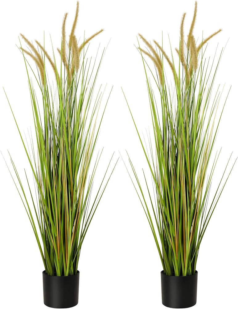 KOL 4ft Artificial Horsetail Grasses (2-Pack) - 47.2in Tall Realistic Faux Plants for Indoor Outd... | Amazon (US)