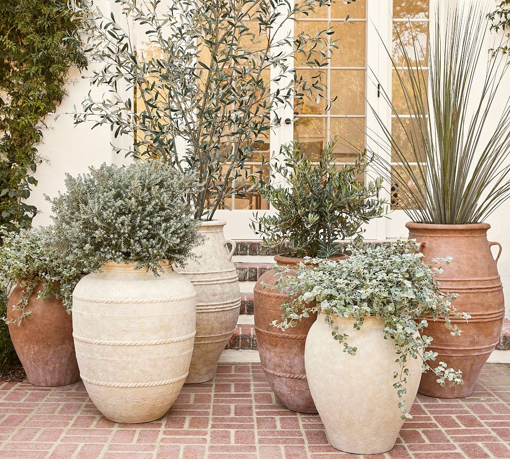 Sienna Fiber Stone Outdoor Planters | Pottery Barn (US)