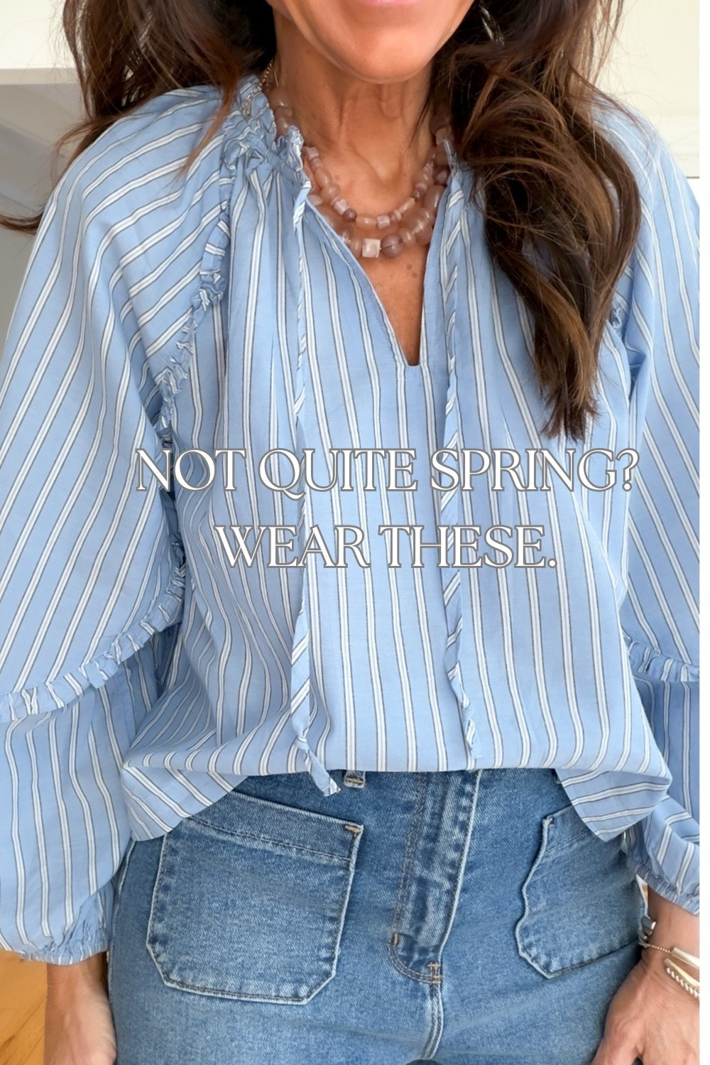 Still chilly, but tired of heavy sweaters? Start here. A few good pieces go a long way. 
I’m wearing a small in all the tops 


#LTKSeasonal #LTKOver40