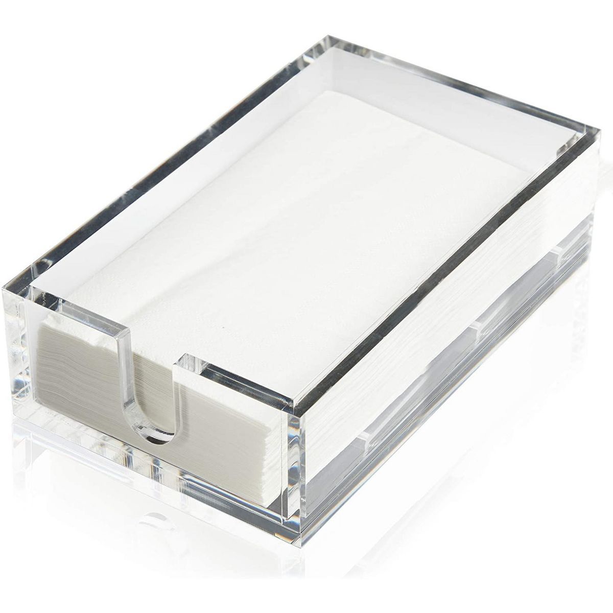 Juvale Clear Acrylic Napkin Holder with 50-Pack Plain White Napkins, 8mm Thick Transparent Plasti... | Target