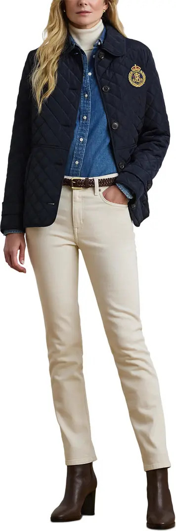 Lauren Ralph Lauren Crested Quilted Jacket | Nordstrom | Nordstrom