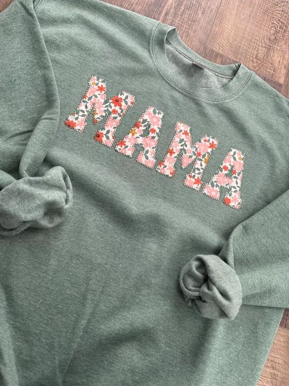 Mama Embroidered Floral Applique Sweatshirt  Simple Mama | Etsy | Etsy (US)
