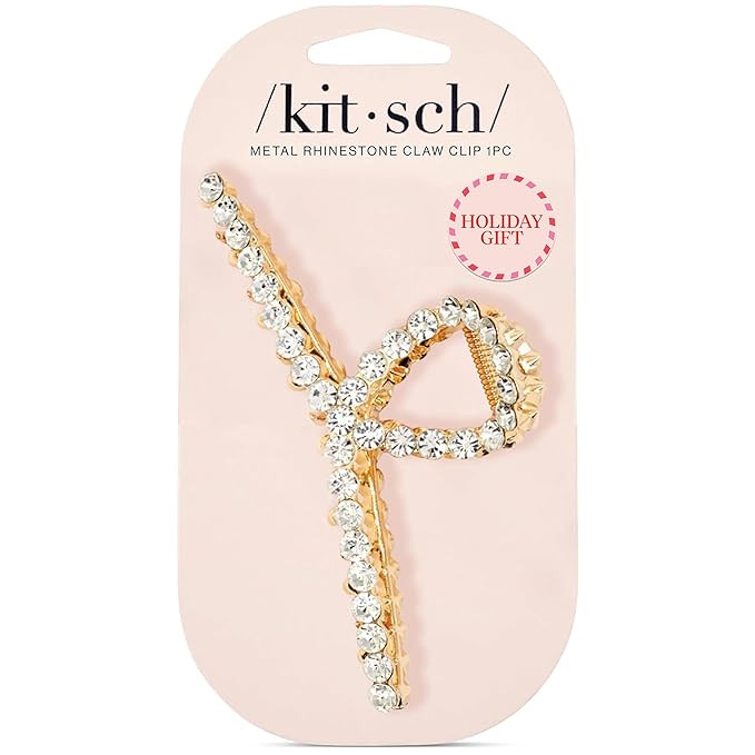 Kitsch Gold Loop-Shaped Hair Clip for Women with Rhinestones - Durable Metal, Strong Hold, & Eleg... | Amazon (US)