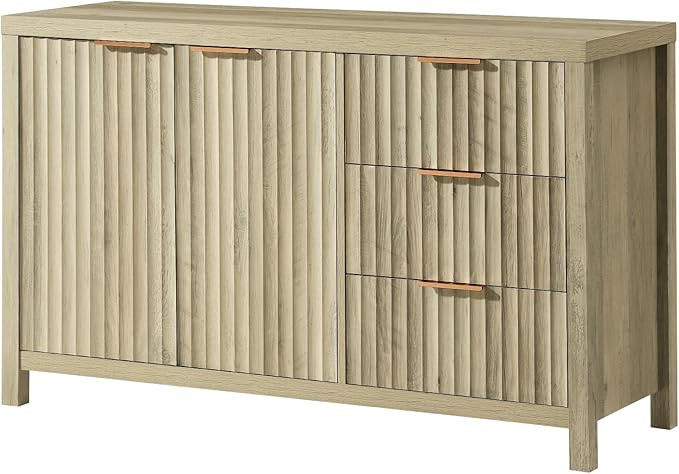 Oakham Home Buffet Cabinet with Storage Fluted Sideboard with 2 Doors 3 Drawers Modern Credenza A... | Amazon (US)